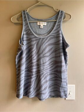 Live Love Lounge Karen Neuburger Women's Gray Zebra-Print Tank Top Large